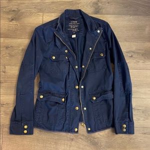 JCREW navy blue utility jacket with gold hardware